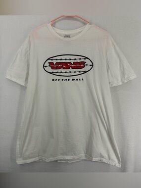 Vans Barbed Wire Logo T Shirt Mens XL White